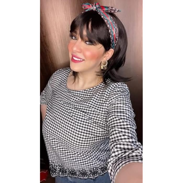 DILLARDS Luxury Black Layered Shoulder Length Wig with Bangs, Natural Straight Style, Heat Resistant Synthetic Hair for Daily Wear and Cosplay - Image 2